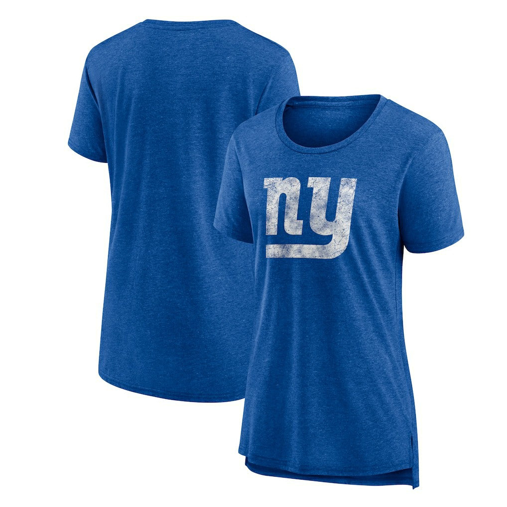 New York Giants Women's Throwback Team Logo Tri-Blend T-Shirt - Heather Royal T-shirts