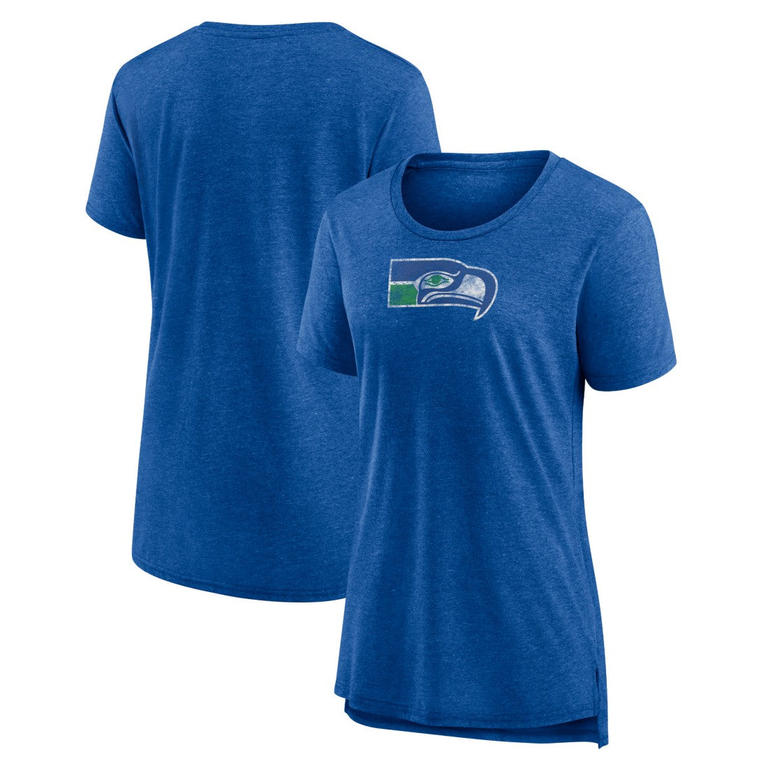 Seattle Seahawks Women's Throwback Team Logo Tri-Blend T-Shirt - Heather Royal T-shirts
