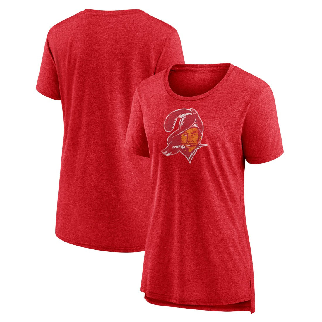 Tampa Bay Buccaneers Women's Throwback Team Logo Tri-Blend T-Shirt - Heather Red T-shirts