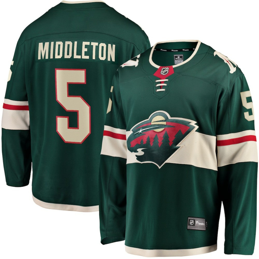 Jake Middleton Minnesota Wild Fanatics Home Breakaway Player Jersey - Green | US 5146644