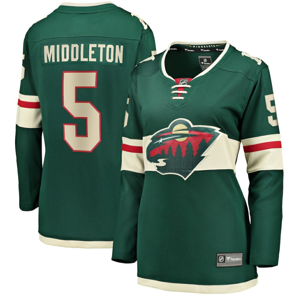 Jake Middleton Minnesota Wild Fanatics Women's Home Breakaway Player Jersey - Green | US 5146678