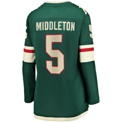 Jake Middleton Minnesota Wild Fanatics Women's Home Breakaway Player Jersey - Green | US 5146678