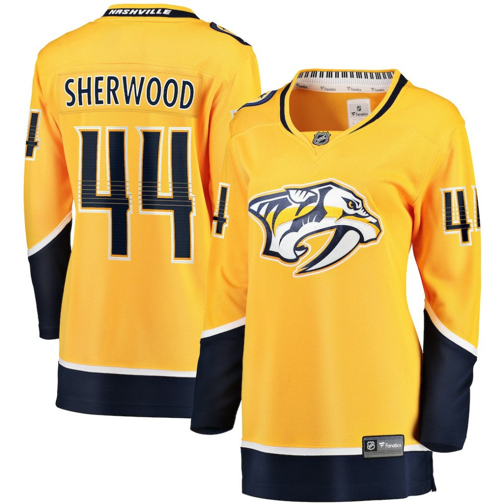 Kiefer Sherwood Nashville Predators Fanatics Women's Home Breakaway Player Jersey - Gold | US 5146689