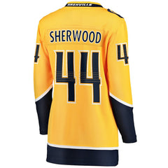 Kiefer Sherwood Nashville Predators Fanatics Women's Home Breakaway Player Jersey - Gold | US 5146689