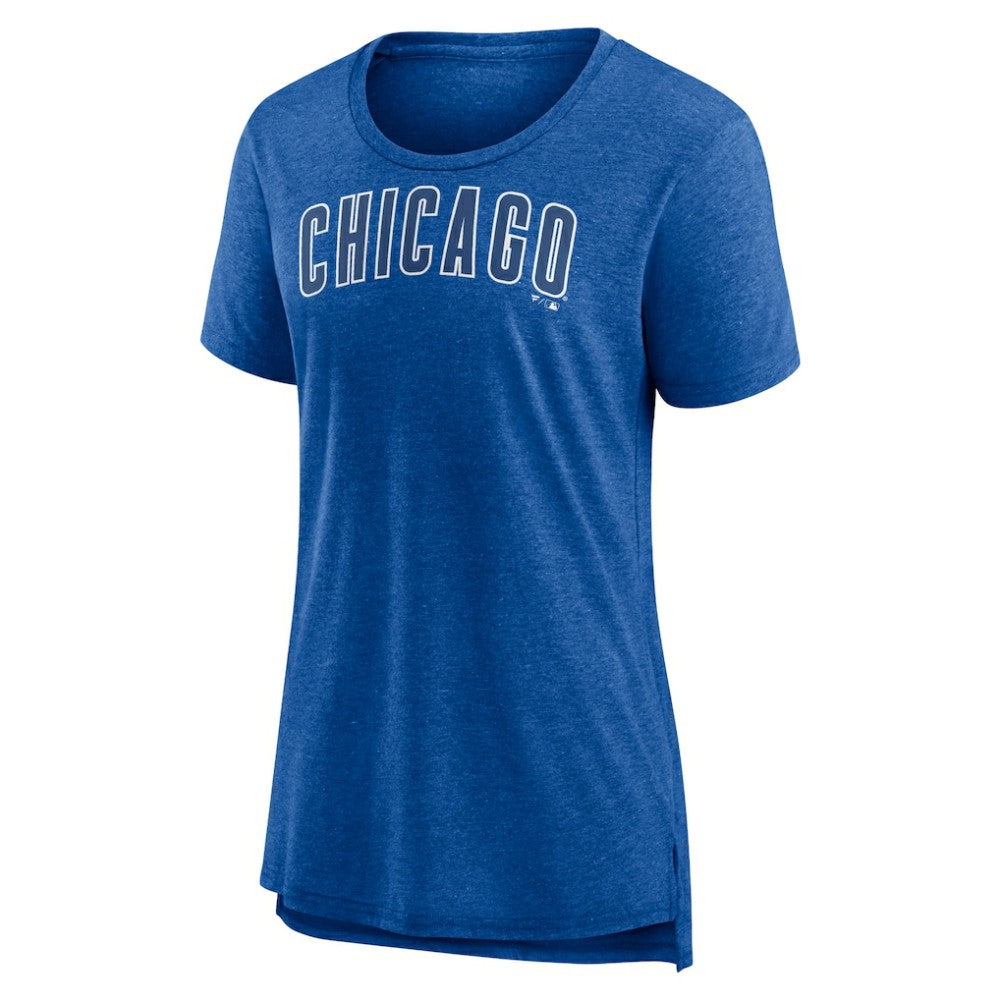 Chicago Cubs Women's Official Wordmark Tri-Blend T-Shirt - Heather Royal T-shirts
