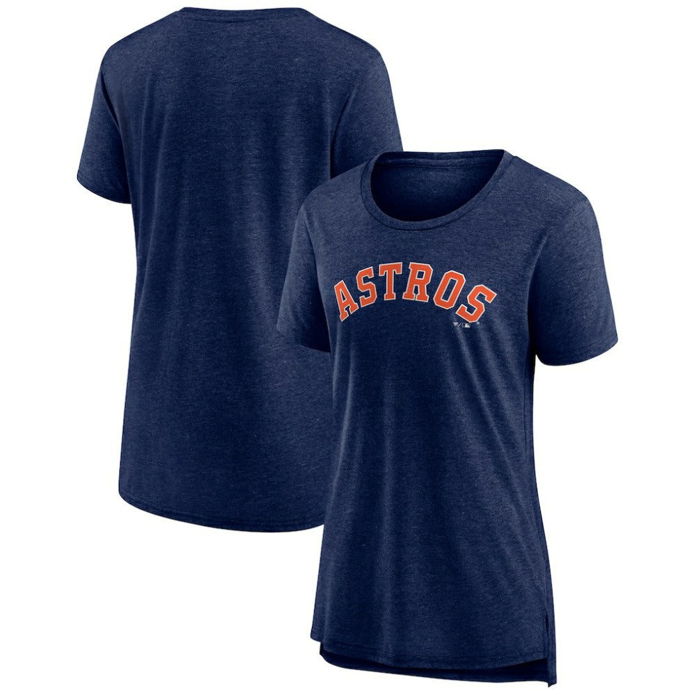 Houston Astros Women's Official Wordmark Tri-Blend T-Shirt - Heather Navy T-shirts