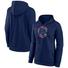 Chicago Cubs Women's Distressed Team Pullover Hoodie - Navy Hoodies