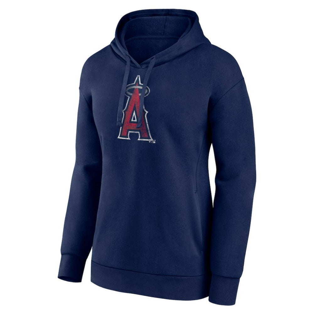 Los Angeles Angels Women's Distressed Team Pullover Hoodie - Navy Hoodies