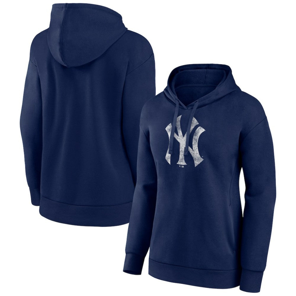 New York Yankees Women's Distressed Team Pullover Hoodie - Navy Hoodies