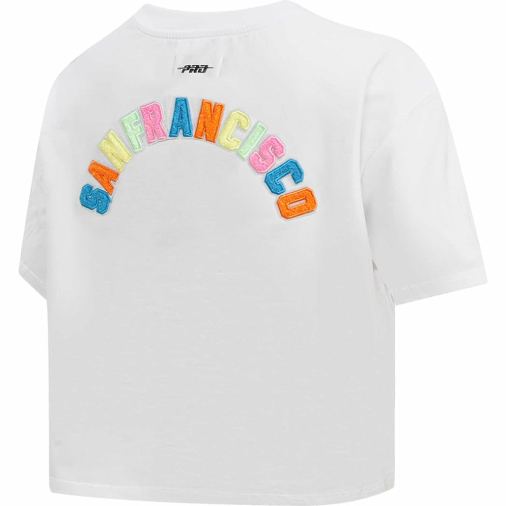 San Francisco Giants Pro Standard Women's Washed Neon Cropped Boxy T-Shirt - White T-shirts