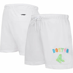 Boston Red Sox Pro Standard Women's Washed Neon Shorts - White Shorts