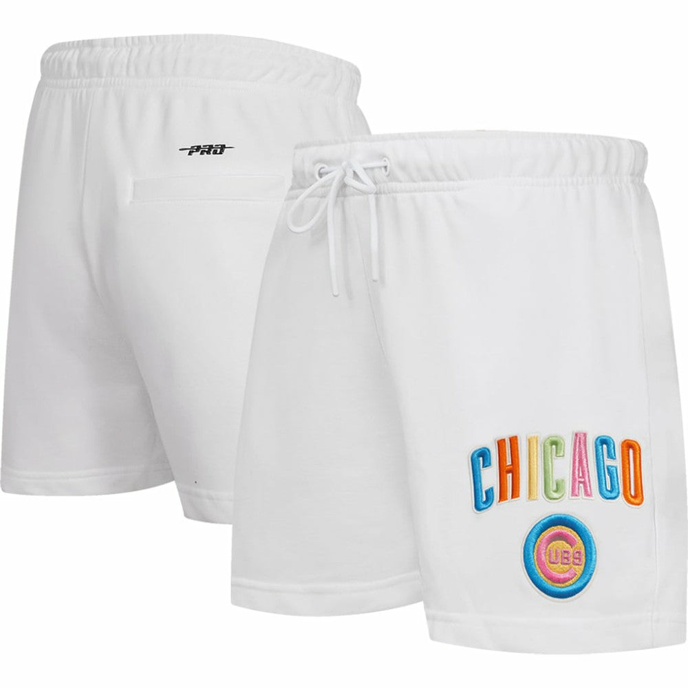 Chicago Cubs Pro Standard Women's Washed Neon Shorts - White Shorts