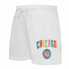 Chicago Cubs Pro Standard Women's Washed Neon Shorts - White Shorts