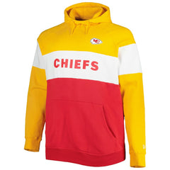 Kansas City Chiefs New Era Big & Tall Current Colorblock Raglan Fleece Pullover Hoodie - Red/Gold Hoodies
