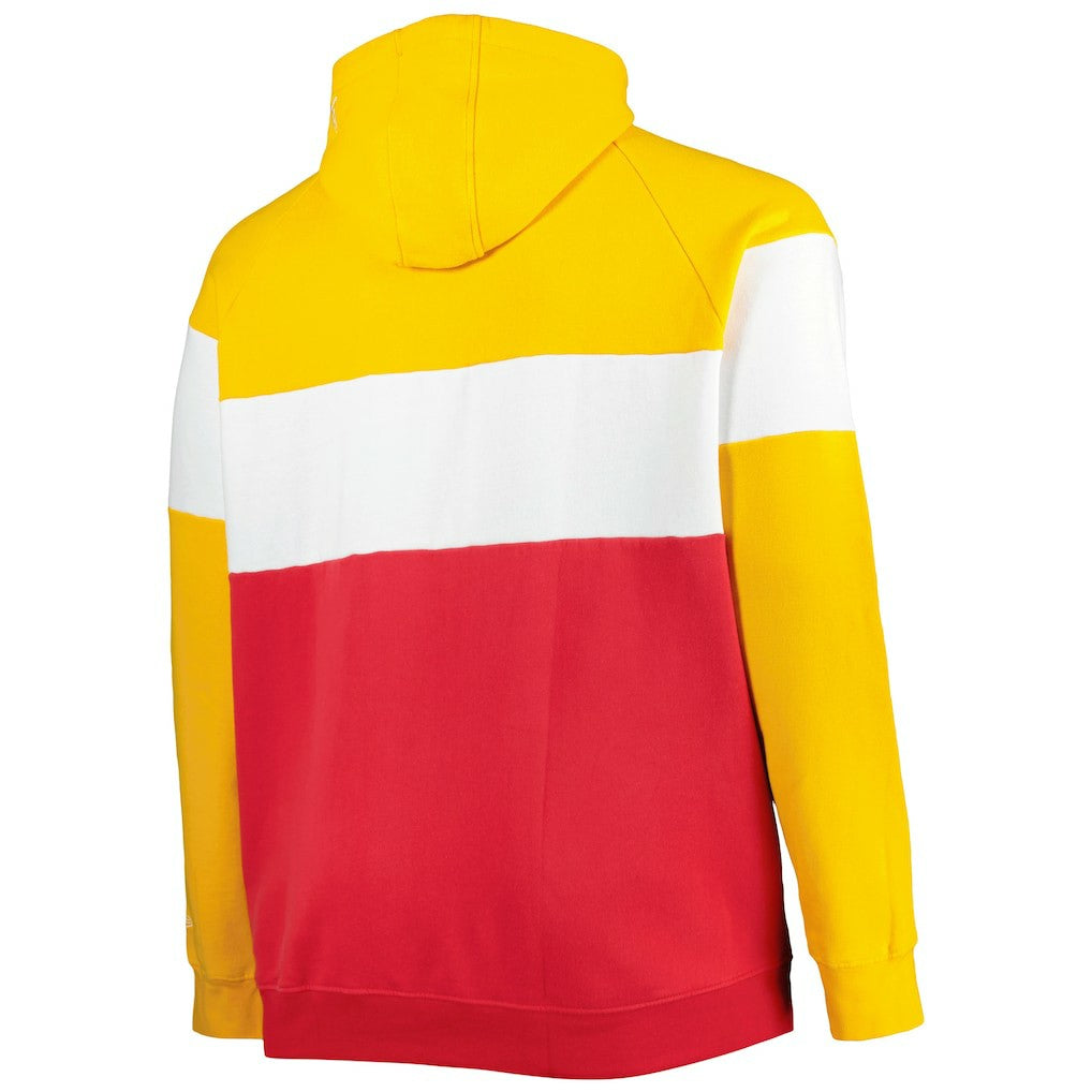 Kansas City Chiefs New Era Big & Tall Current Colorblock Raglan Fleece Pullover Hoodie - Red/Gold Hoodies