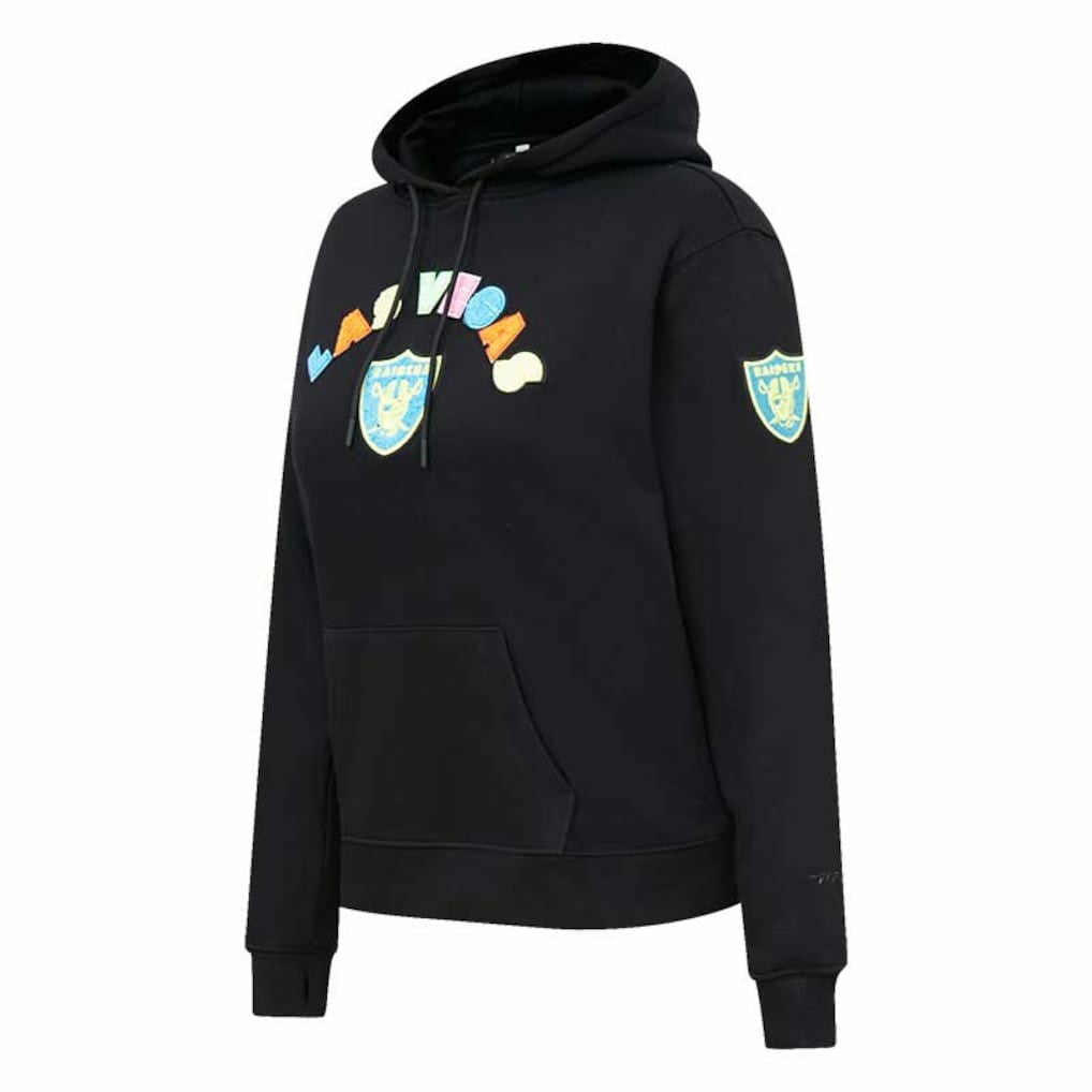 Las Vegas Raiders Pro Standard Women's Neon Fleece Pullover Hoodie - Black Hoodies
