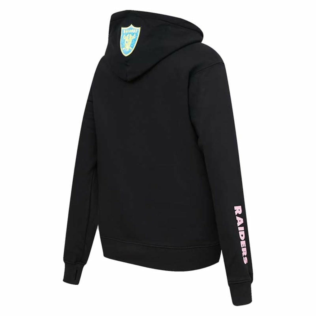 Las Vegas Raiders Pro Standard Women's Neon Fleece Pullover Hoodie - Black Hoodies