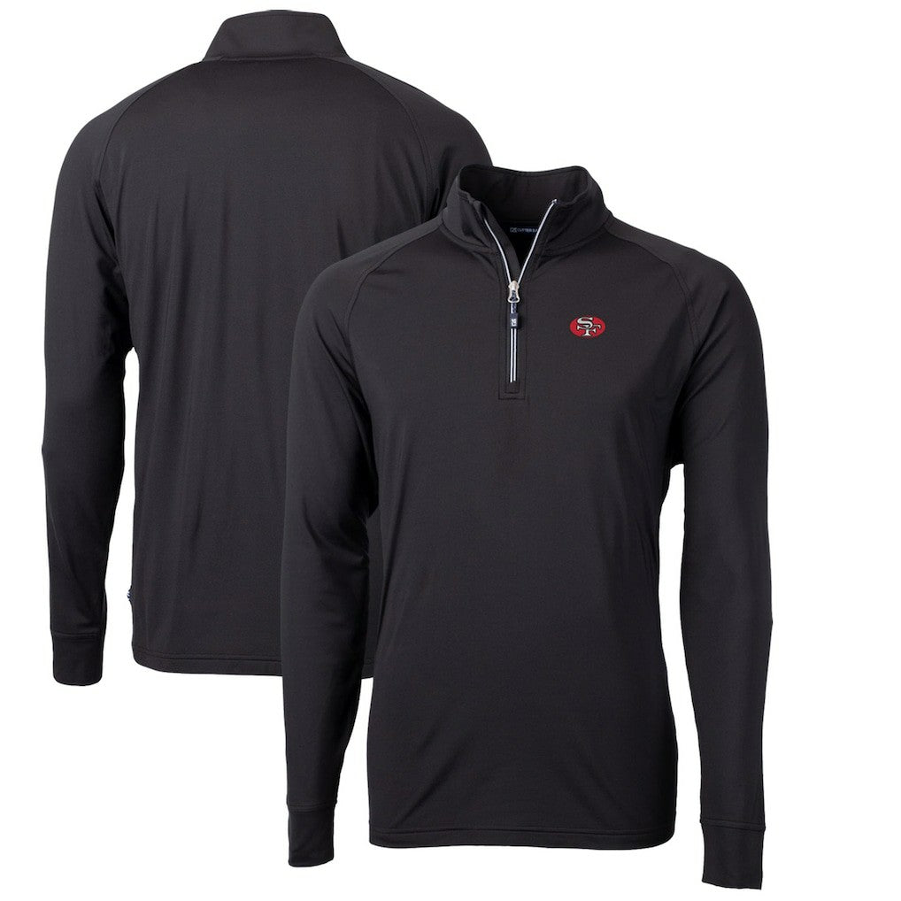 San Francisco 49ers Cutter & Buck Adapt Eco Knit Stretch Recycled Big & Tall Quarter-Zip Throwback Pullover Top - Black Pullover