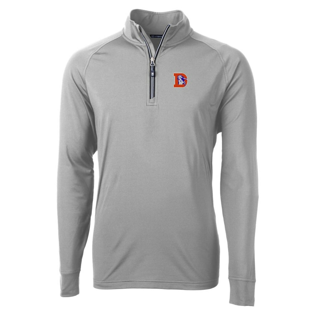Denver Broncos Cutter & Buck Adapt Eco Knit Stretch Recycled Big & Tall Quarter-Zip Throwback Pullover Top - Gray Pullover