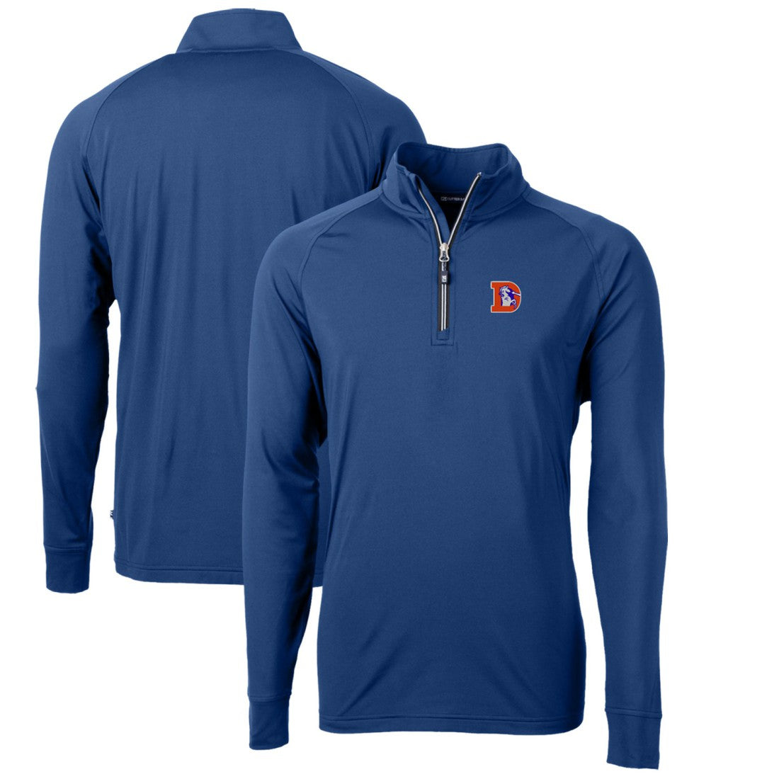 Denver Broncos Cutter & Buck Adapt Eco Knit Stretch Recycled Big & Tall Quarter-Zip Throwback Pullover Top - Royal Pullover