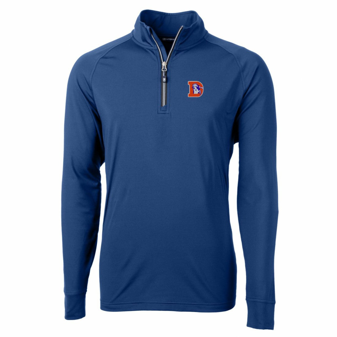 Denver Broncos Cutter & Buck Adapt Eco Knit Stretch Recycled Big & Tall Quarter-Zip Throwback Pullover Top - Royal Pullover