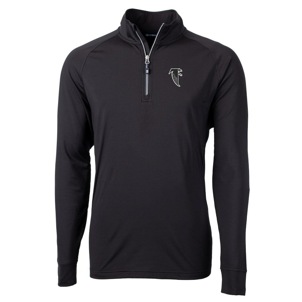 Atlanta Falcons Cutter & Buck Adapt Eco Knit Stretch Recycled Big & Tall Quarter-Zip Throwback Pullover Top - Black Pullover