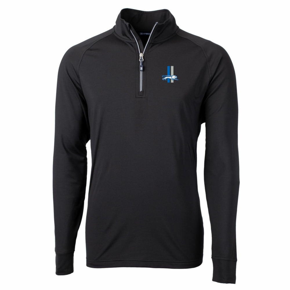 Detroit Lions Cutter & Buck Adapt Eco Knit Stretch Recycled Big & Tall Quarter-Zip Throwback Pullover Top - Black Pullover