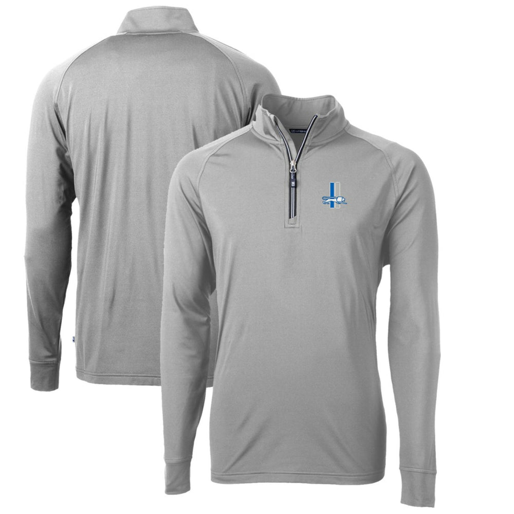 Detroit Lions Cutter & Buck Adapt Eco Knit Stretch Recycled Big & Tall Quarter-Zip Throwback Pullover Top - Gray Pullover