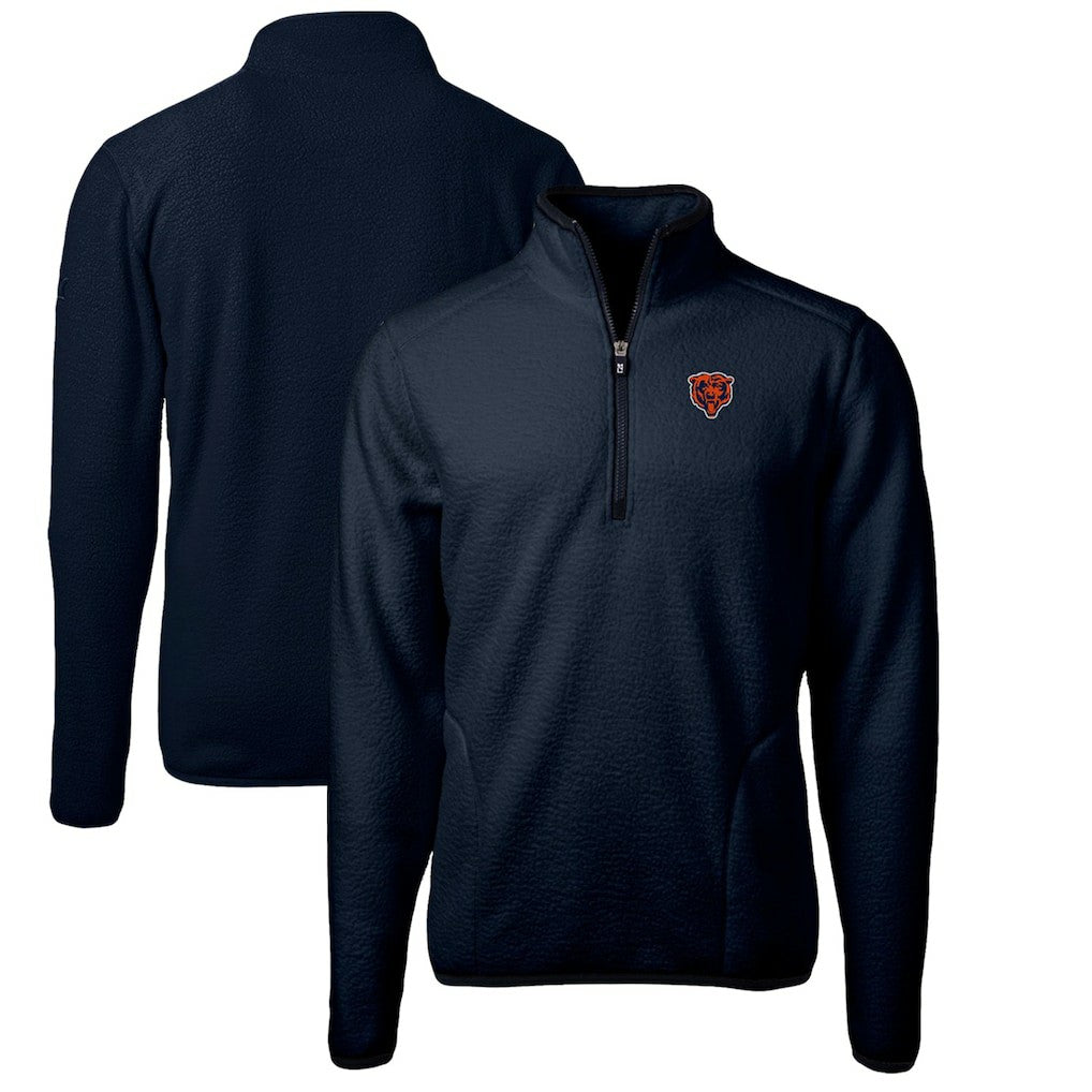 Chicago Bears Cutter & Buck Cascade Eco Sherpa Fleece Big & Tall Quarter-Zip Throwback Jacket - Navy Jackets