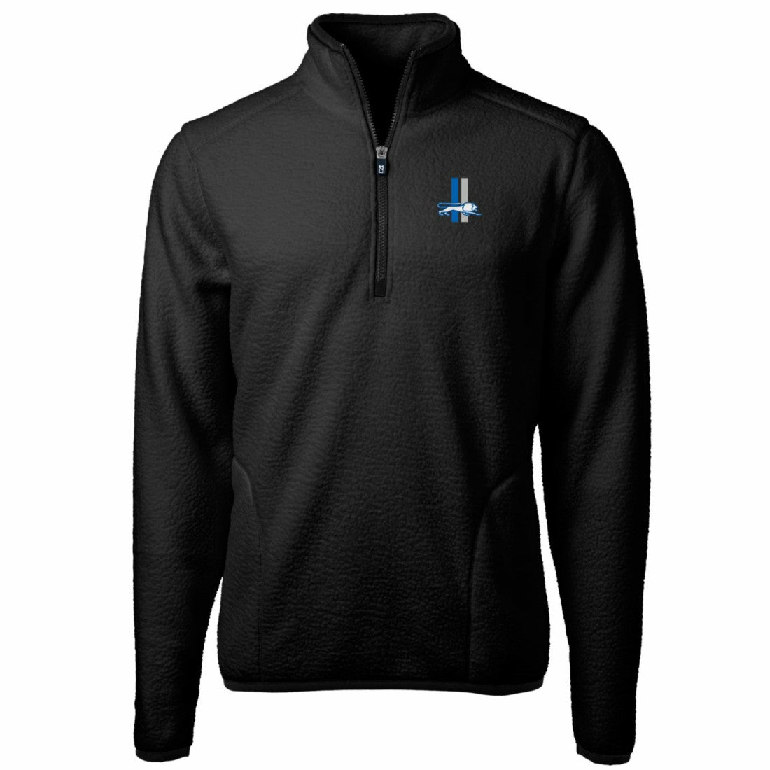 Detroit Lions Cutter & Buck Cascade Eco Sherpa Fleece Big & Tall Quarter-Zip Throwback Jacket - Black Jackets