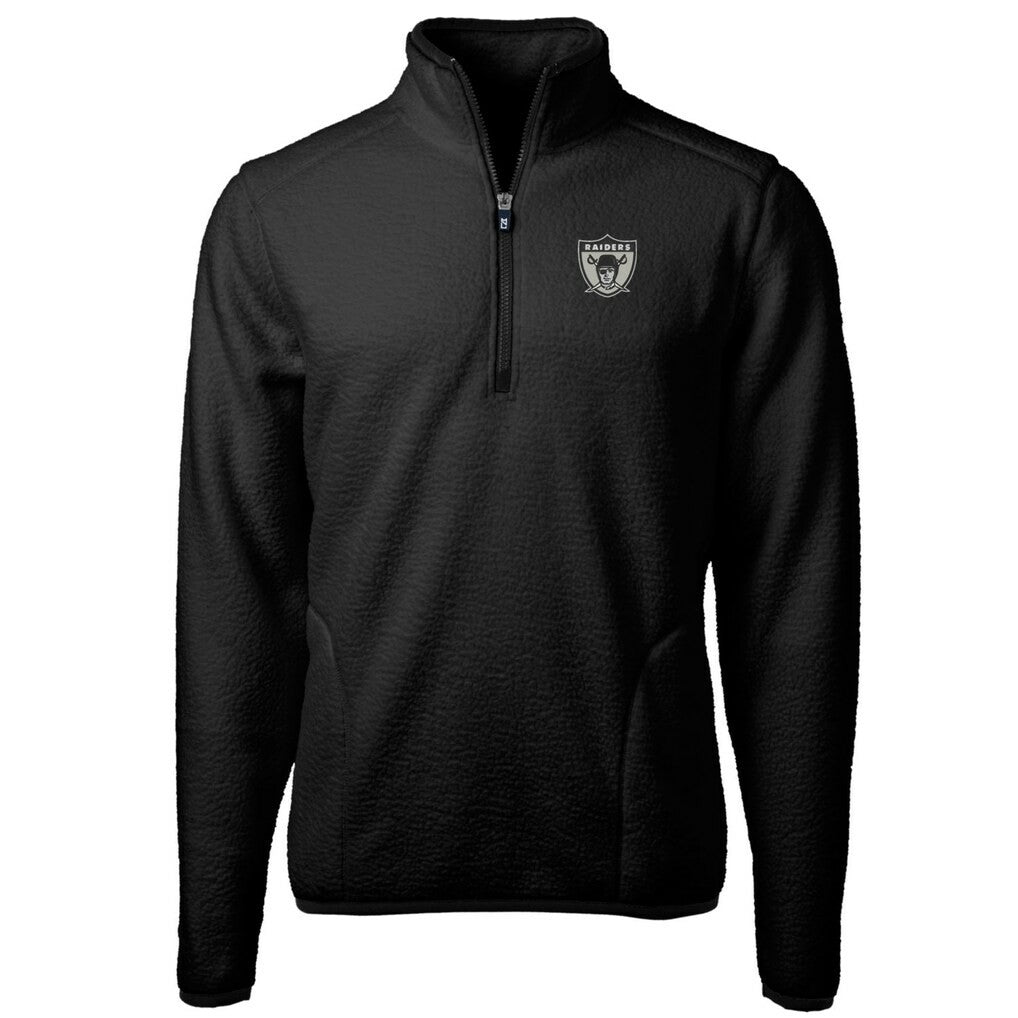 Las Vegas Raiders Cutter & Buck Cascade Eco Sherpa Fleece Big & Tall Quarter-Zip Throwback Jacket - Black Jackets