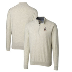 Cleveland Browns Cutter & Buck Throwback Logo Lakemont Tri-Blend Big & Tall Quarter-Zip Pullover Sweater - Oatmeal Pullover