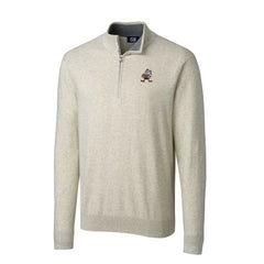Cleveland Browns Cutter & Buck Throwback Logo Lakemont Tri-Blend Big & Tall Quarter-Zip Pullover Sweater - Oatmeal Pullover
