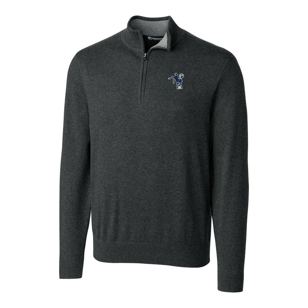 Indianapolis Colts Cutter & Buck Throwback Logo Lakemont Tri-Blend Big & Tall Quarter-Zip Pullover Sweater - Heather Charcoal Pullover