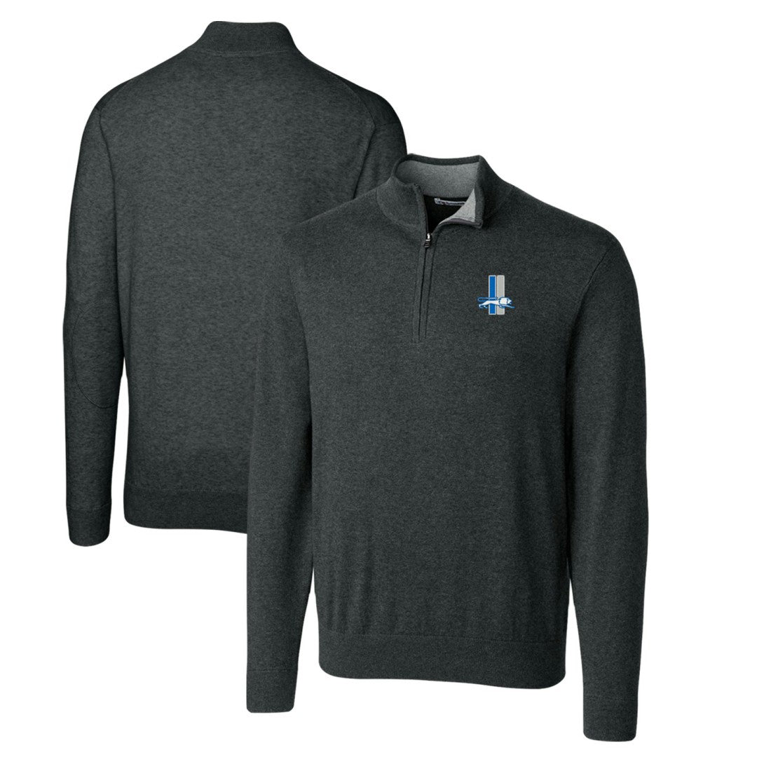 Detroit Lions Cutter & Buck Throwback Logo Lakemont Tri-Blend Big & Tall Quarter-Zip Pullover Sweater - Heather Charcoal Pullover