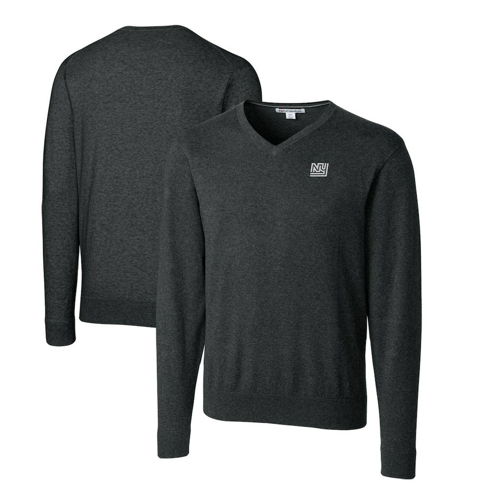 New York Giants Cutter & Buck Throwback Logo Lakemont Tri-Blend Big & Tall V-Neck Pullover Sweater - Heather Charcoal Pullover