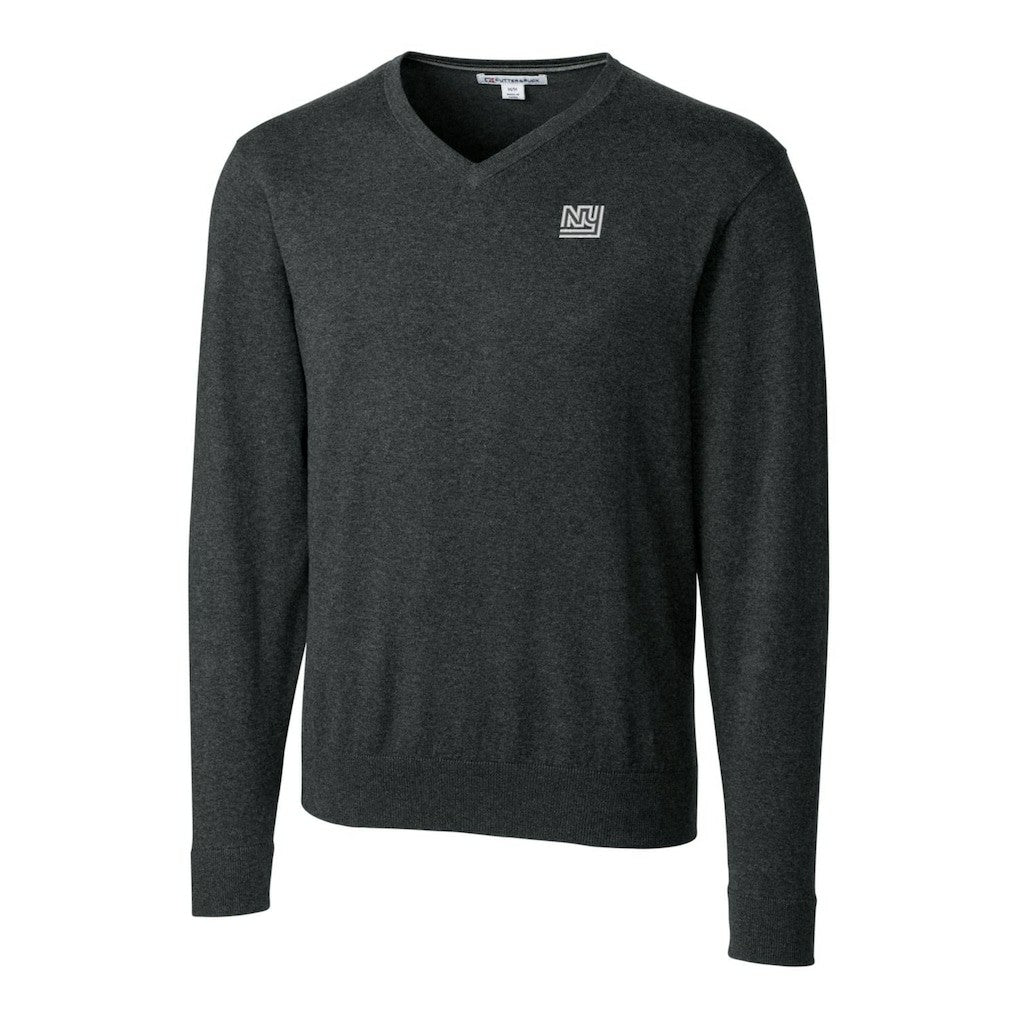 New York Giants Cutter & Buck Throwback Logo Lakemont Tri-Blend Big & Tall V-Neck Pullover Sweater - Heather Charcoal Pullover