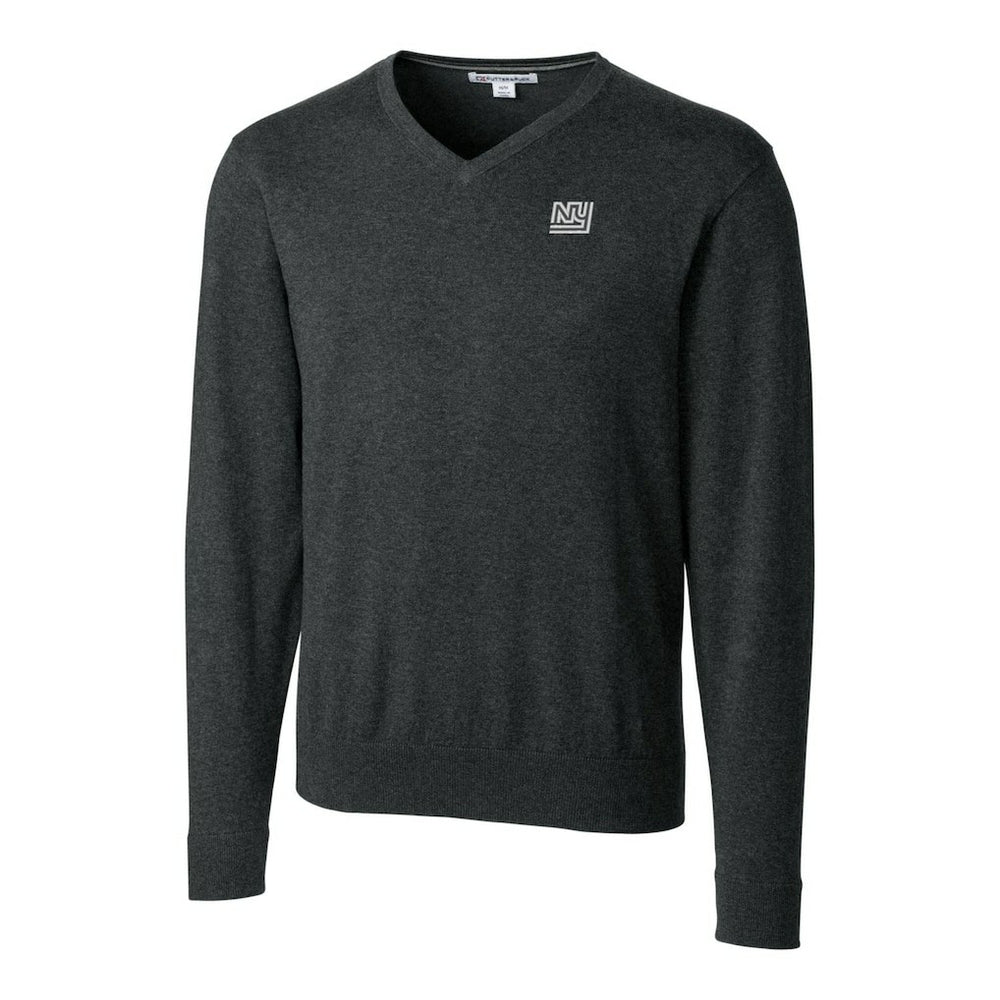 New York Giants Cutter & Buck Throwback Logo Lakemont Tri-Blend Big & Tall V-Neck Pullover Sweater - Heather Charcoal Pullover