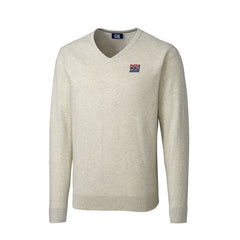 New York Giants Cutter & Buck Throwback Logo Lakemont Tri-Blend Big & Tall V-Neck Pullover Sweater - Oatmeal Pullover