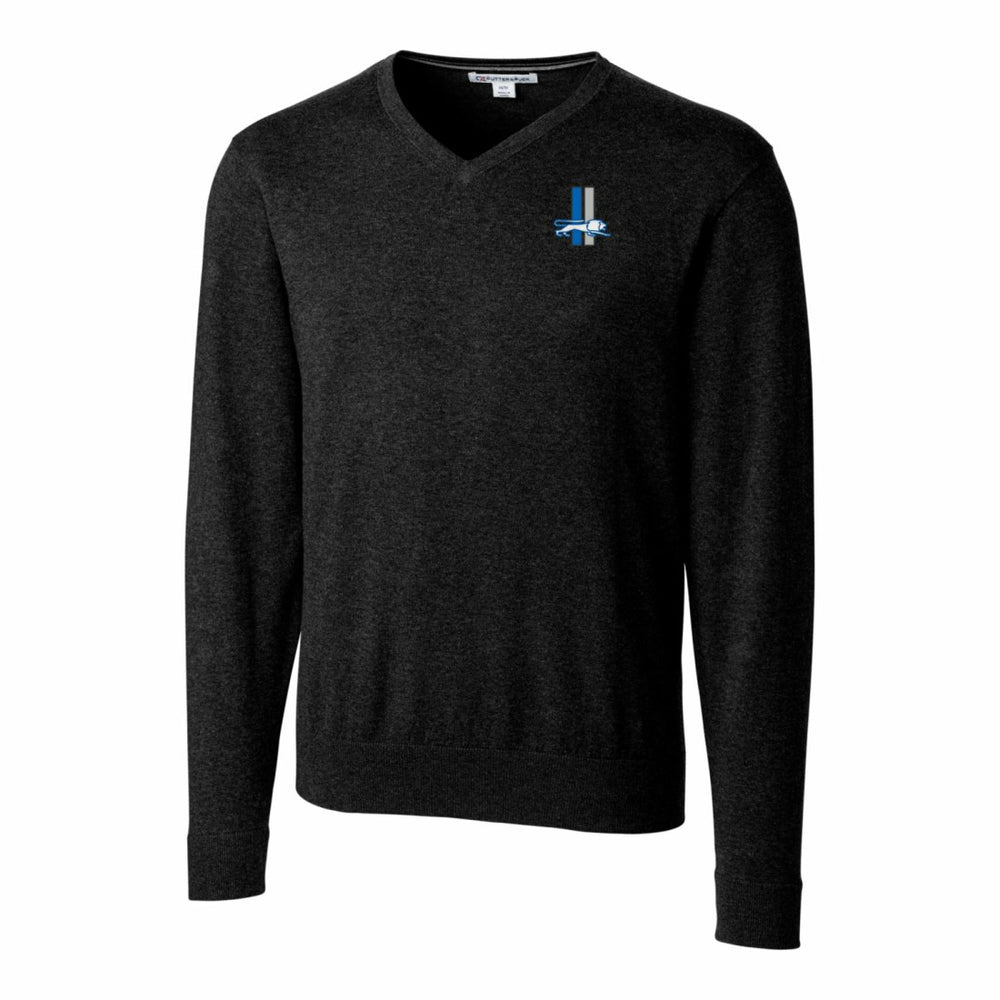 Detroit Lions Cutter & Buck Throwback Logo Lakemont Tri-Blend Big & Tall V-Neck Pullover Sweater - Black Pullover