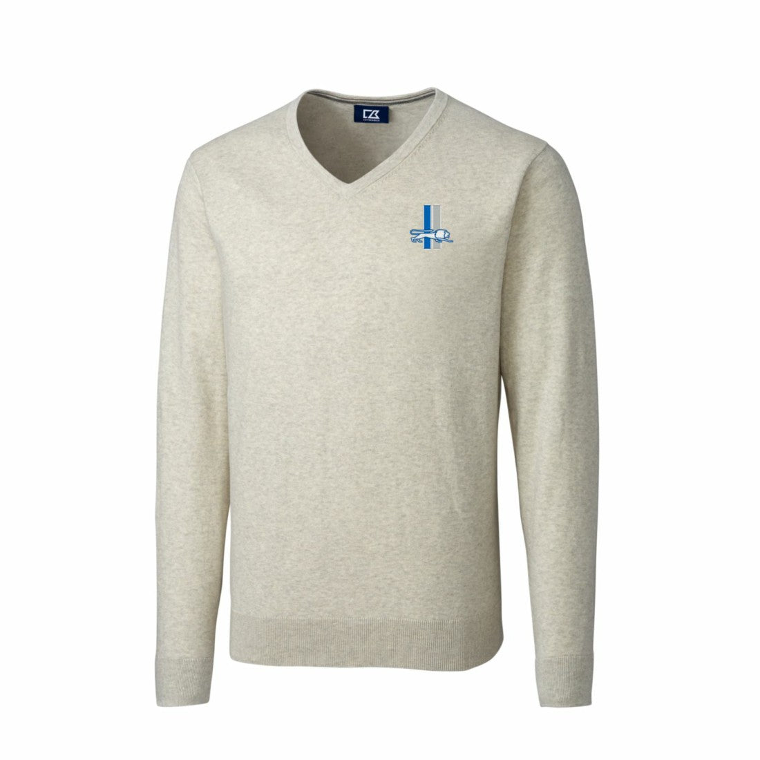 Detroit Lions Cutter & Buck Throwback Logo Lakemont Tri-Blend Big & Tall V-Neck Pullover Sweater - Oatmeal Pullover