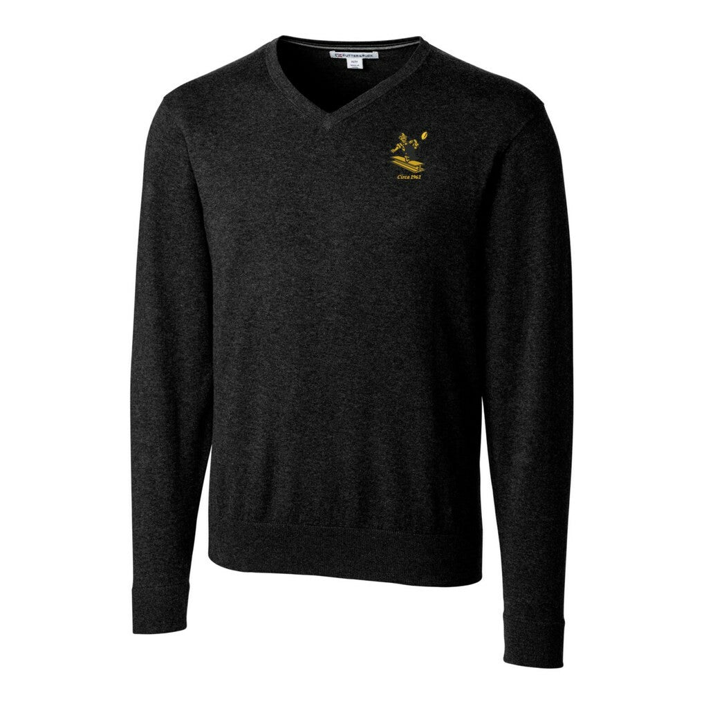 Pittsburgh Steelers Cutter & Buck Throwback Logo Lakemont Tri-Blend Big & Tall V-Neck Pullover Sweater - Black Pullover