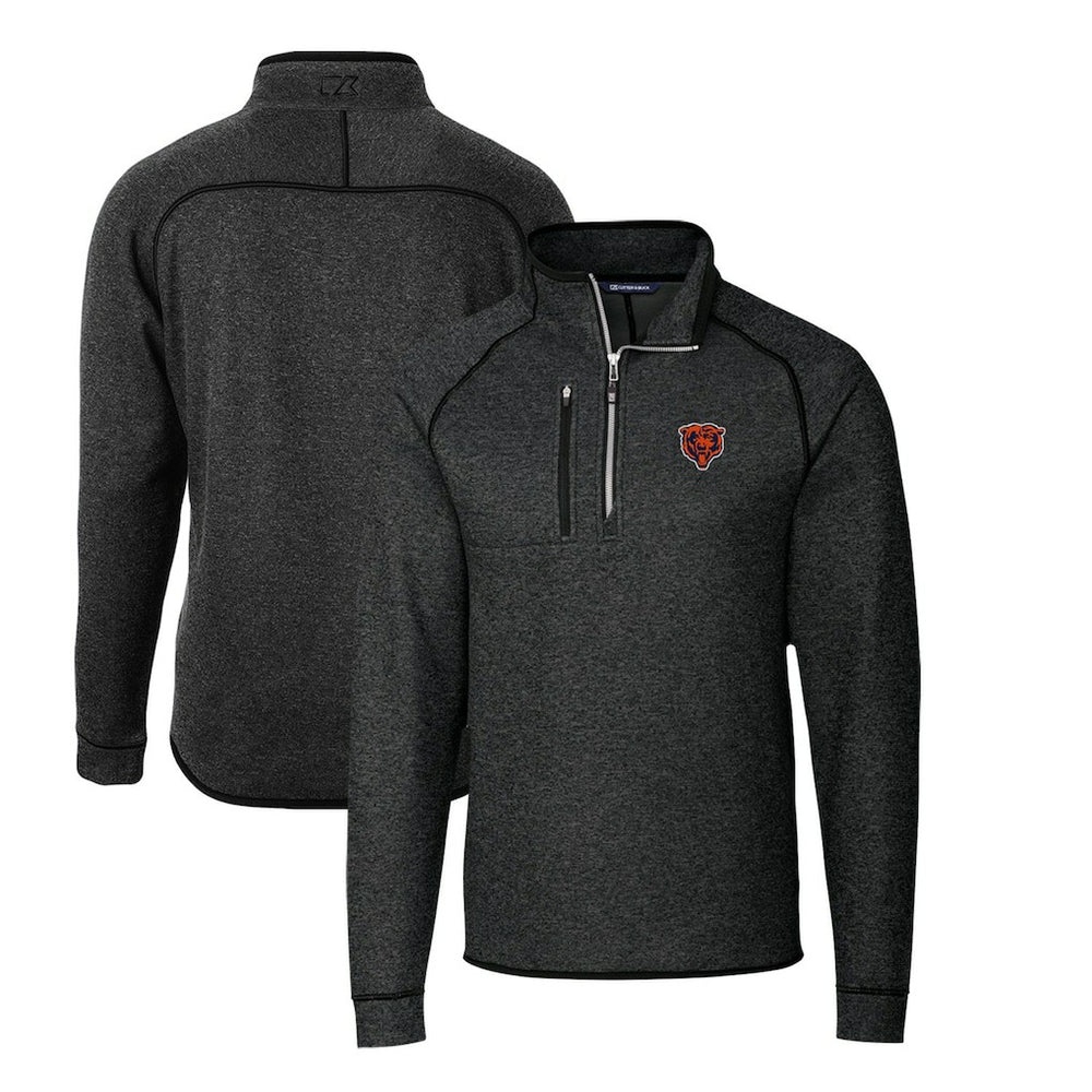 Chicago Bears Cutter & Buck Mainsail Sweater-Knit Big & Tall Half-Zip Pullover Jacket - Heather Charcoal Pullover