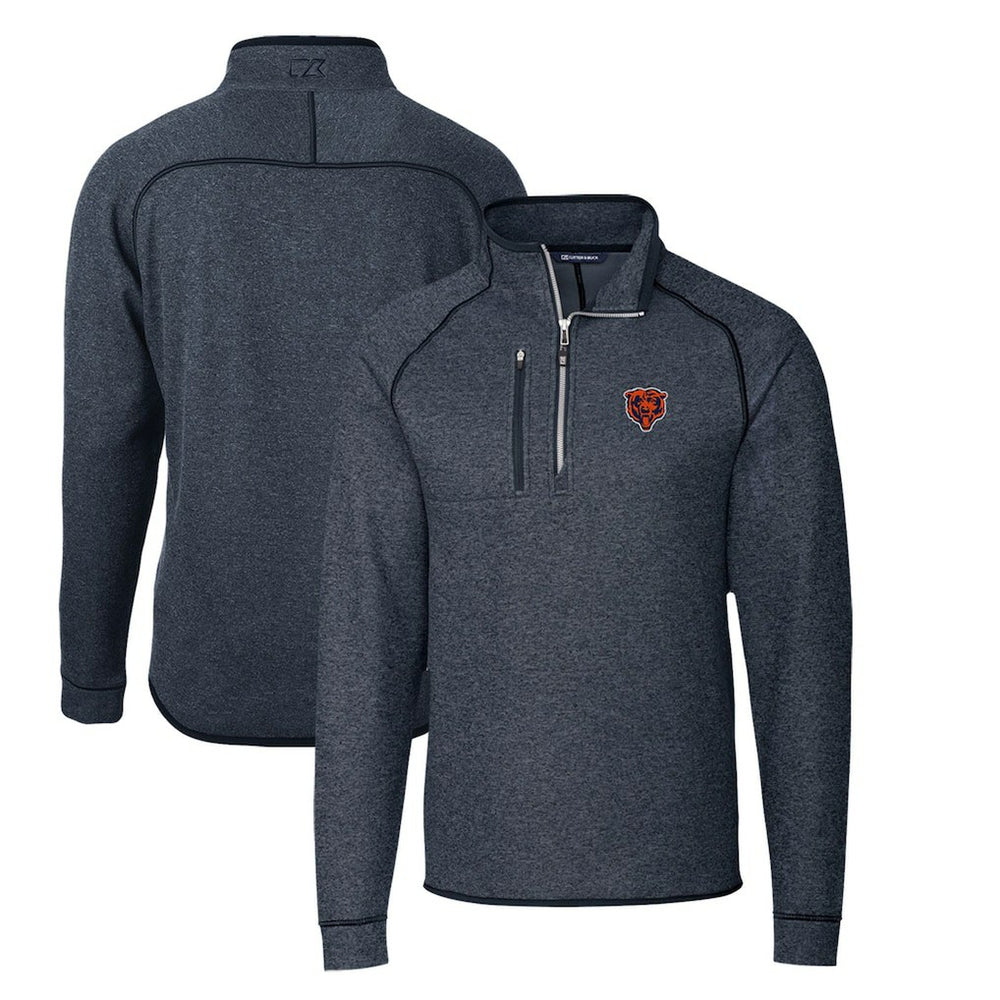 Chicago Bears Cutter & Buck Mainsail Sweater-Knit Big & Tall Half-Zip Pullover Jacket - Heather Navy Pullover