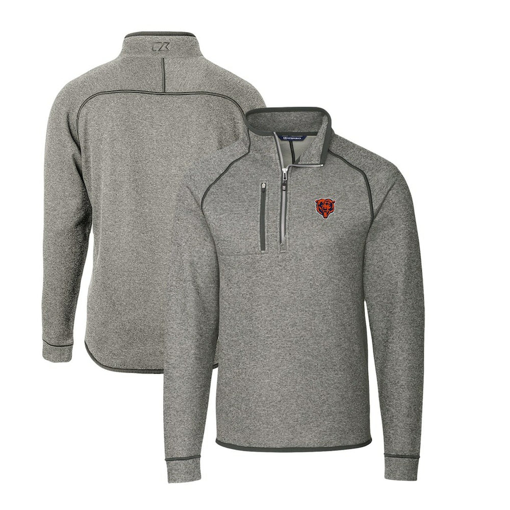 Chicago Bears Cutter & Buck Mainsail Sweater-Knit Big & Tall Half-Zip Pullover Jacket - Heather Gray Pullover