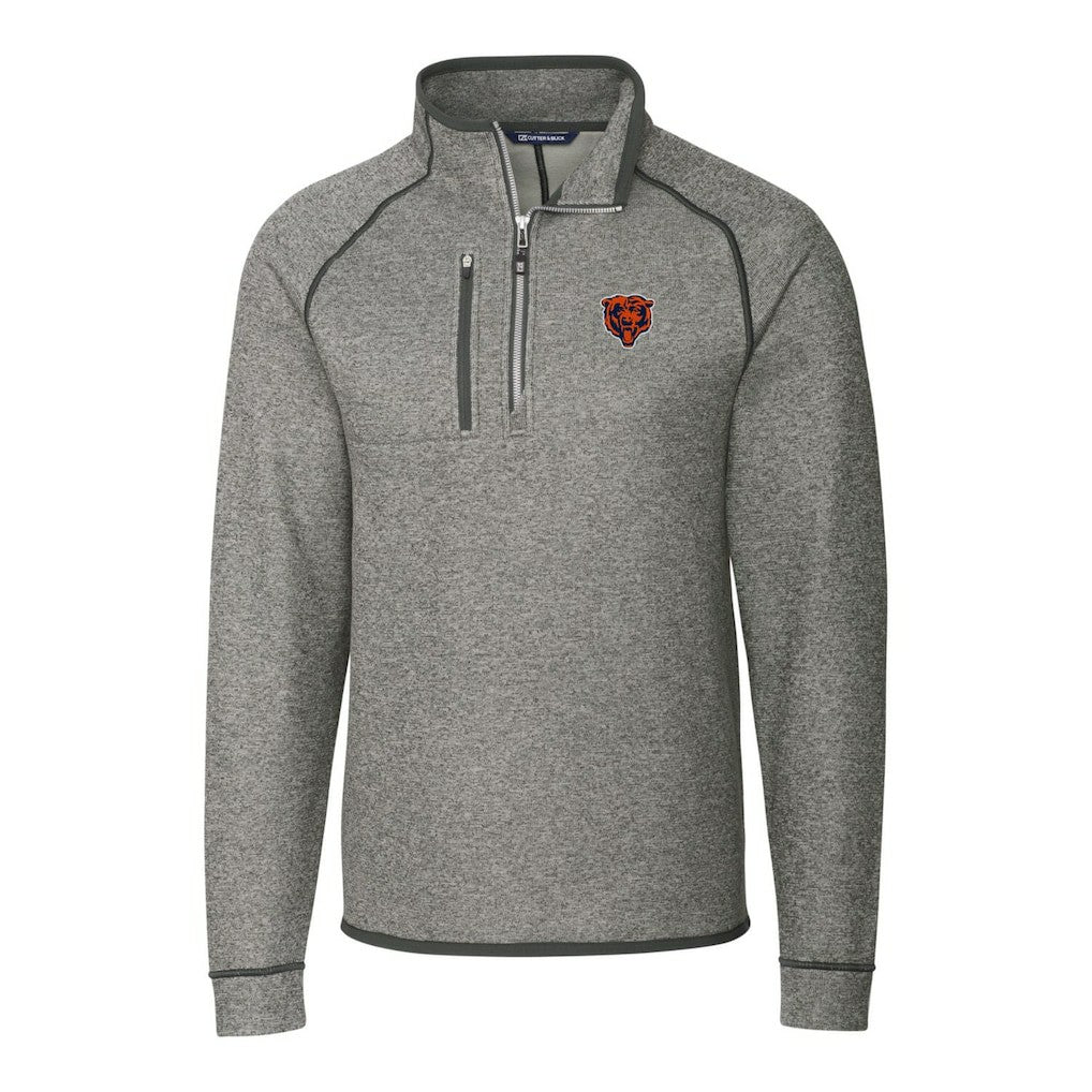 Chicago Bears Cutter & Buck Mainsail Sweater-Knit Big & Tall Half-Zip Pullover Jacket - Heather Gray Pullover