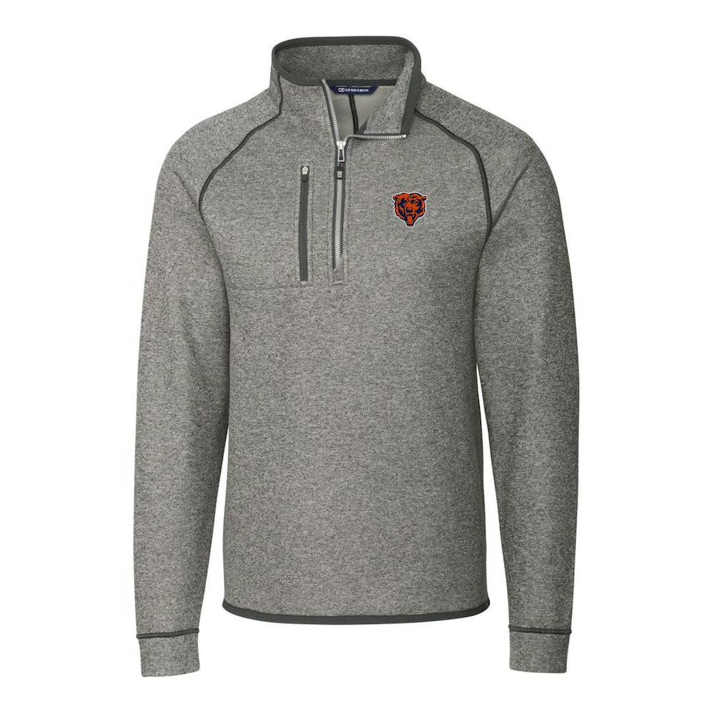 Chicago Bears Cutter & Buck Mainsail Sweater-Knit Big & Tall Half-Zip Pullover Jacket - Heather Gray Pullover
