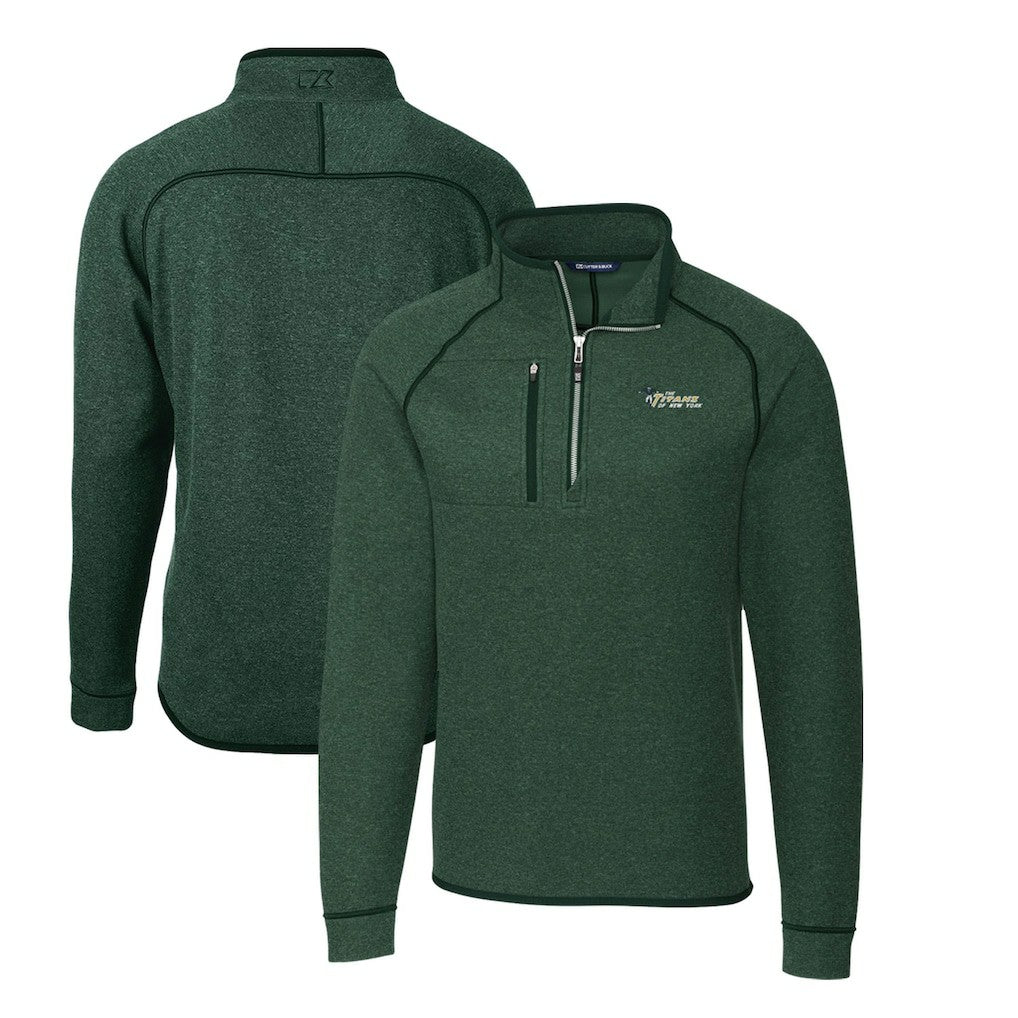 New York Jets Cutter & Buck Mainsail Sweater-Knit Big & Tall Half-Zip Pullover Jacket - Heather Green Pullover