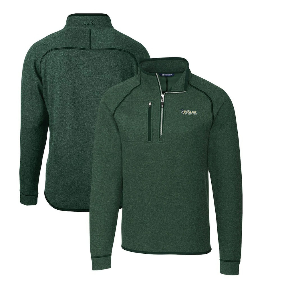 New York Jets Cutter & Buck Mainsail Sweater-Knit Big & Tall Half-Zip Pullover Jacket - Heather Green Pullover