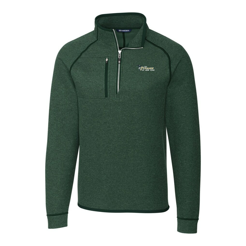 New York Jets Cutter & Buck Mainsail Sweater-Knit Big & Tall Half-Zip Pullover Jacket - Heather Green Pullover